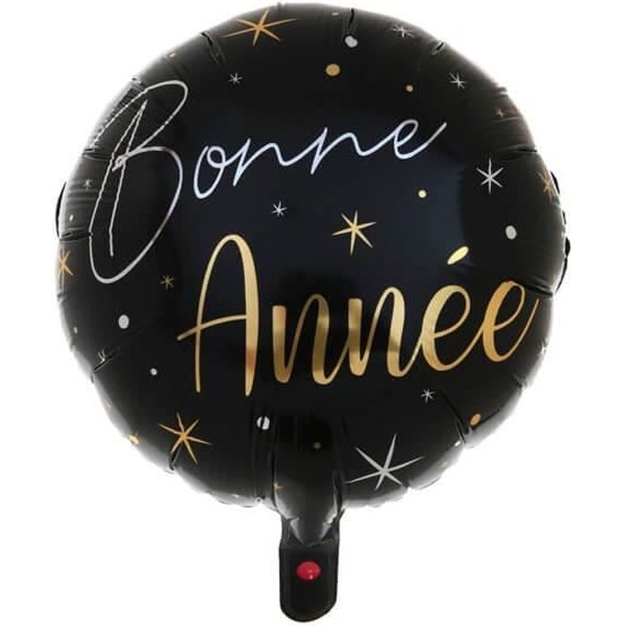 Ballon Nouvel An noir et argent en latex de 30 cm REF/BAL99NATG