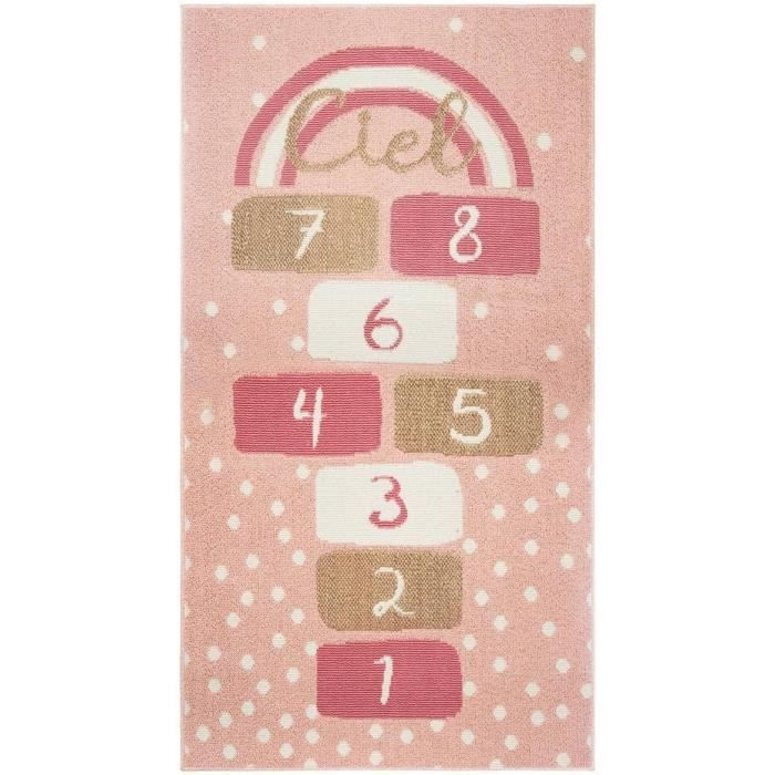 Relaxdays Tapis De Marelle 180x70cm - Jeu Éducatif Enfants Multicolore à Poils Courts