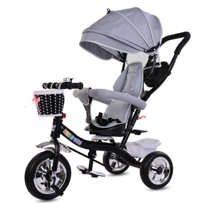 Tricycle Bebe Evolutif 4 En 1 Tricycle Enfant Avec Barre De Poussee Et De Maintien Avec Fonction De Direction Noir Prix Pas Cher Cdiscount