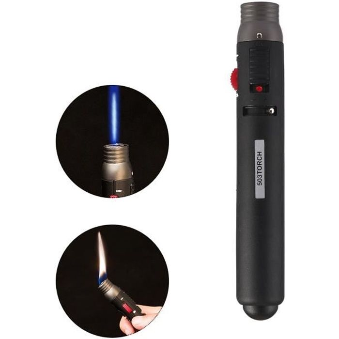 Aesy Briquet de Plein Air 1300 Degr/és Jet Crayon Cuisine Chalumeau Rechargeable Briquets Butane Gaz Combustion De Carburant Cuisine Briquet