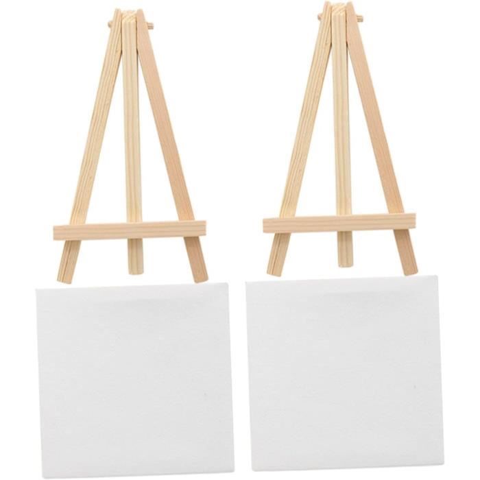 MicoSim Lot De 20 Mini Toiles 15x15 Cm + Chevalets + 10 Pinceaux + 5 Plateaux – Kit Peinture Enfant & Ado Idéal Débutant