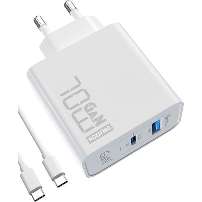 Chargeur Rapide 100W SuperCharge Pour Honor - Avec Câble USB-C 6A 1m, 2 Ports PD, Compatible Honor 200, Pura 70, Magic6/7, Pad X8a, Etc.