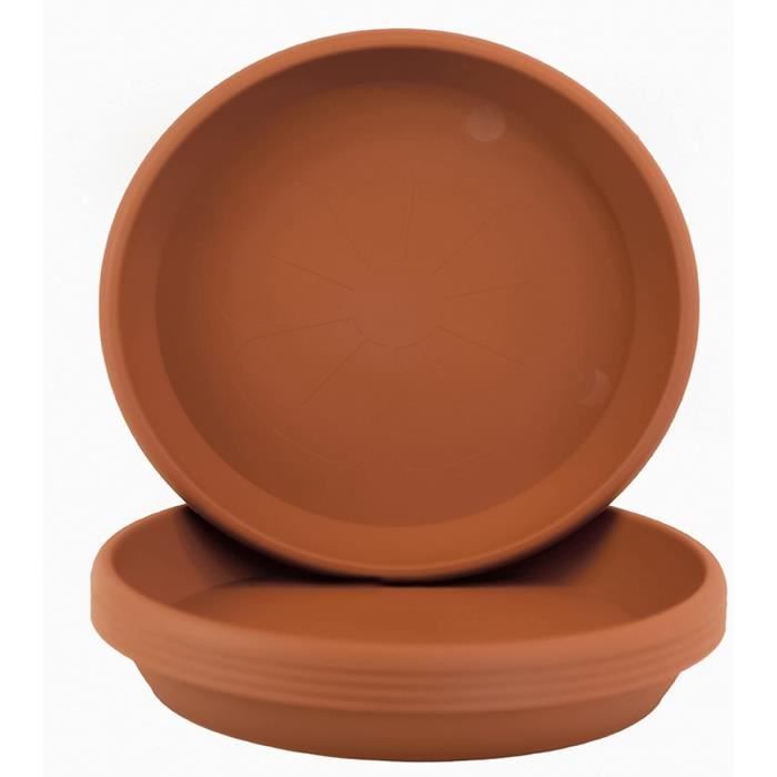 Lot 5 Soucoupes Pots Fleurs Rondes 15 Cm Beige Marbre – Sous-Verres Plastique Durable Intérieur Extérieur