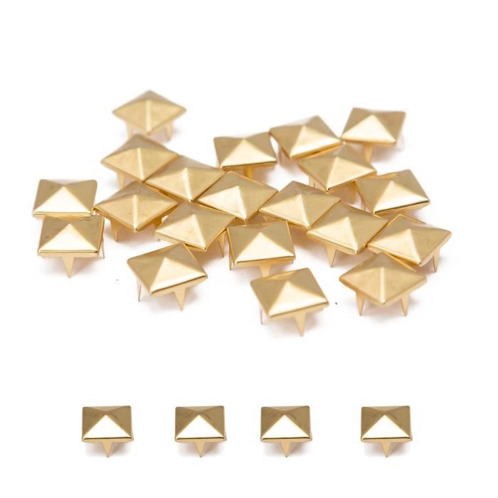 100 Clous Pyramidaux Laiton 12 Mm - Rivets Avec Broche Pour Décoration Cuir, Jeans, Style Punk Gothique - 2