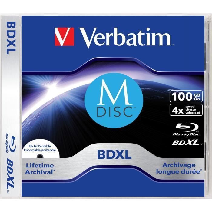 Verbatim MDISC Lifetime archival BDXL 100GB boîtier avec lot de 1 BDXL 120 mm 100 Go Coffret à bijoux 1 pièce