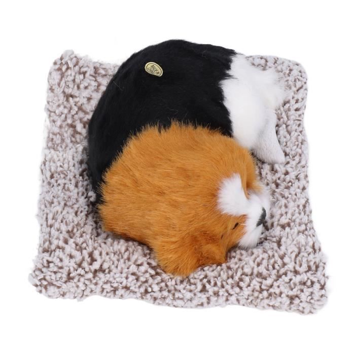 Tbest Jouet en Peluche Réaliste pour Chiot Endormi, Chien Pékinois Blanc avec Son, Animal en Peluche Doux Interactif pour Enfants, Garçons et Filles, Décoration d'intérieur (pékinois Blanc