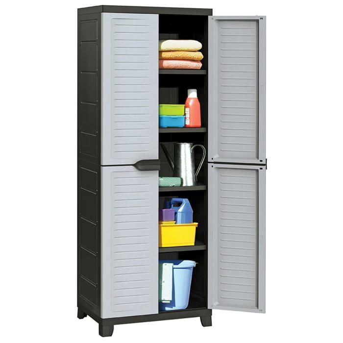 vidaXL Armoire en Plastique Casier de Rangement Organisateur Rangement dOutils Bureau Maison Débarras Garage Intérieur 337904