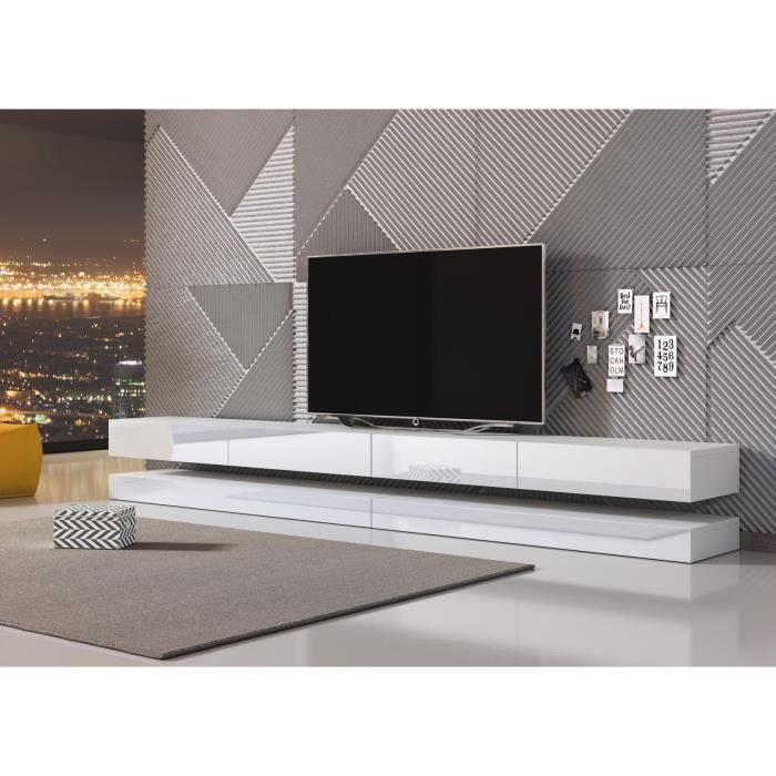 Vivaldi Meuble Tv Fly Double 280 Cm Blanc Mat Blanc