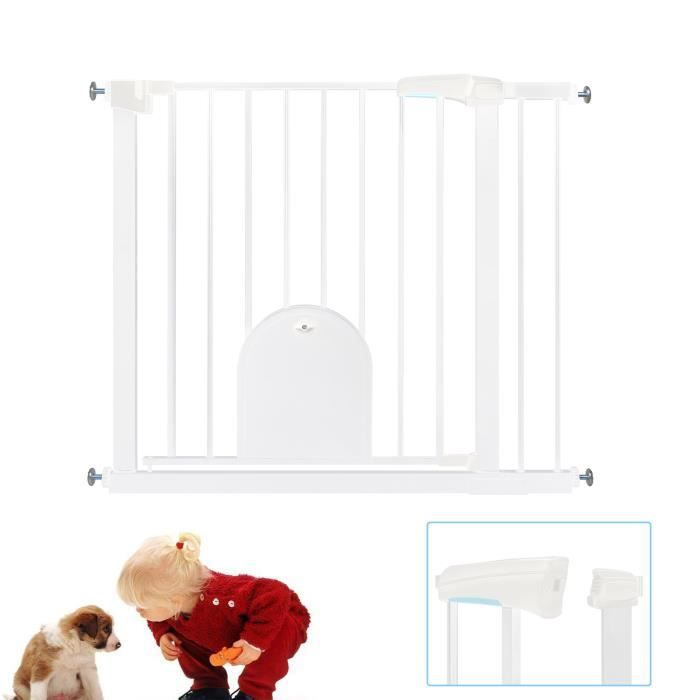 Comparer les prix de XMTECH Barriere de Securite porte et escalier Réglable 85-95cm, Fermeture Auto et Sans Perçage, pour enfants et animaux, Blanc