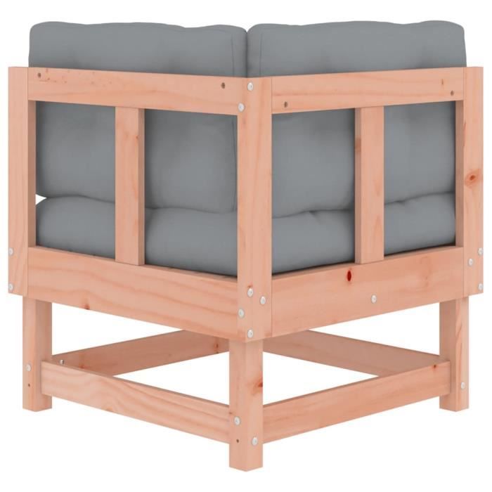 canapé d'angle en bois de douglas massif yosoo avec coussins gris - meuble de jardin naturel pour extérieur