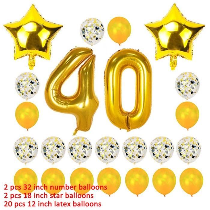40th Joyeux Anniversaire Ballons Numero 40 Ans Anniversaire Fete Decorations Adulte Quarante Homme 24pcs Gold Cdiscount Maison