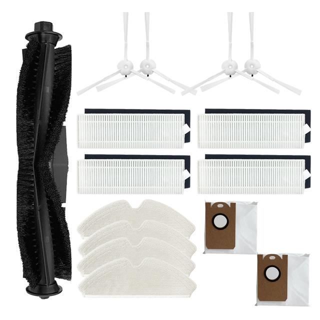Kit De 20 Accessoires Pour Robot Aspirateur Proscenic Q8 Max - 1 Brosse Principale + 6 Latérales + 4 Filtres HEPA + 4 Lingettes + 4 Sacs + 1 Brosse Nettoyage