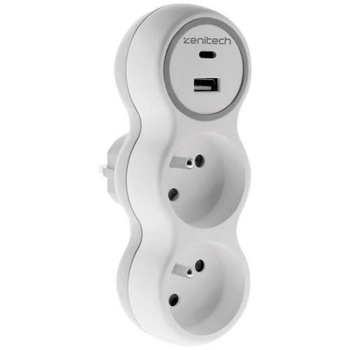 Presa Incassata Boléa 2X16A - Design Bicromatico Grigio E Bianco
