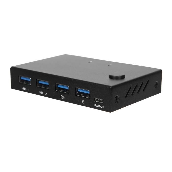 Commutateur KVM HDMI 2 Ports Adaptateur Audio Vidéo Boîte de Commutation HUB/HDMI/KVM pour Souris/Clavier