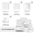MALACASA Série Blance, 30 pièces Service de Table Complet en Porcelaine, Motif à rayures blanches  pour 6 Personnes-1
