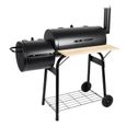 BBQ Collection - Fumoir Barbecue 2-in-1 - Grill - Smoker - Noir - 2 Roues-1