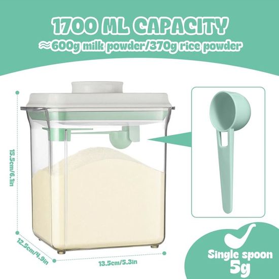 Nocsm 2300ml Distributeur De Lait en Poudre. RéCipient à Poudre Scellé. BoîTe De Rangement Portable pour Lait en Poudre (Brun 2.3L