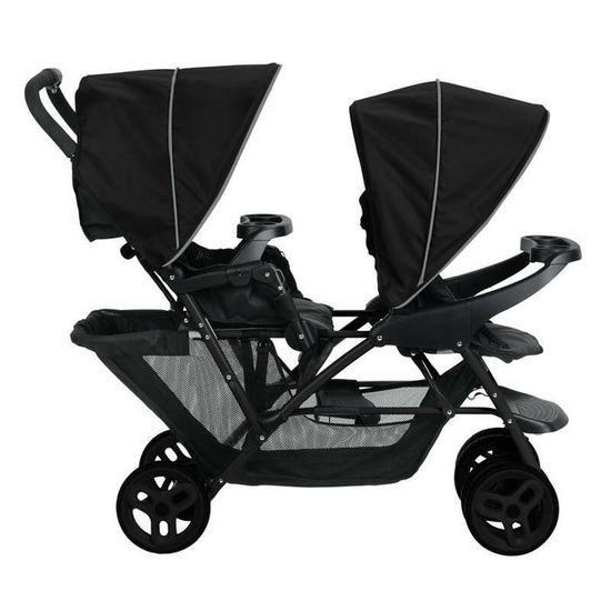 Poussette Stadium Duo GRACO Black Grey 6 roues Habillage pluie Panier grande capacite Cdiscount Puericulture Eveil bebe