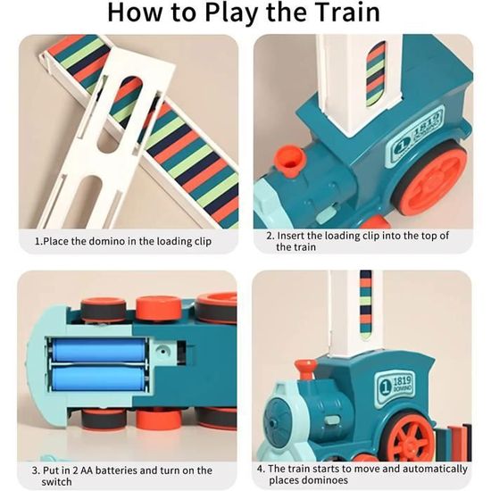 Towwoo Train Domino électrique – 60 Blocs – Pose Automatique Avec Son – Dès 3 Ans