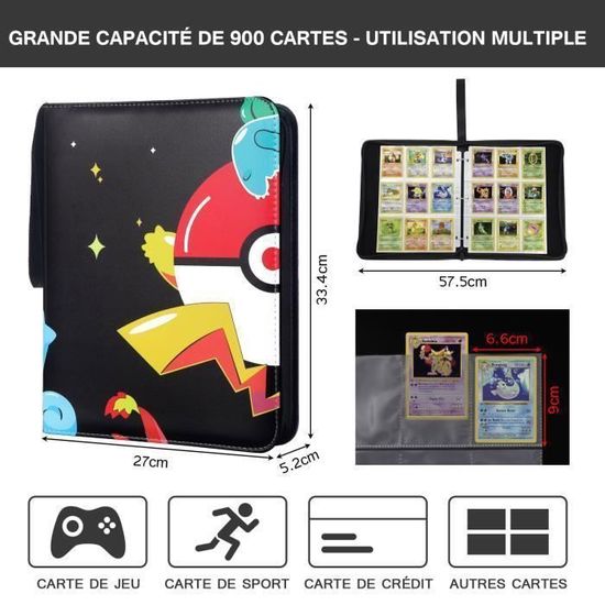 Album de collection pour cartes, album de cartes à collectionner, 50 pages, capacité de 900 cartes, albums de cartes à collectionner, classeur de collection, support de cartes imperméable en PU