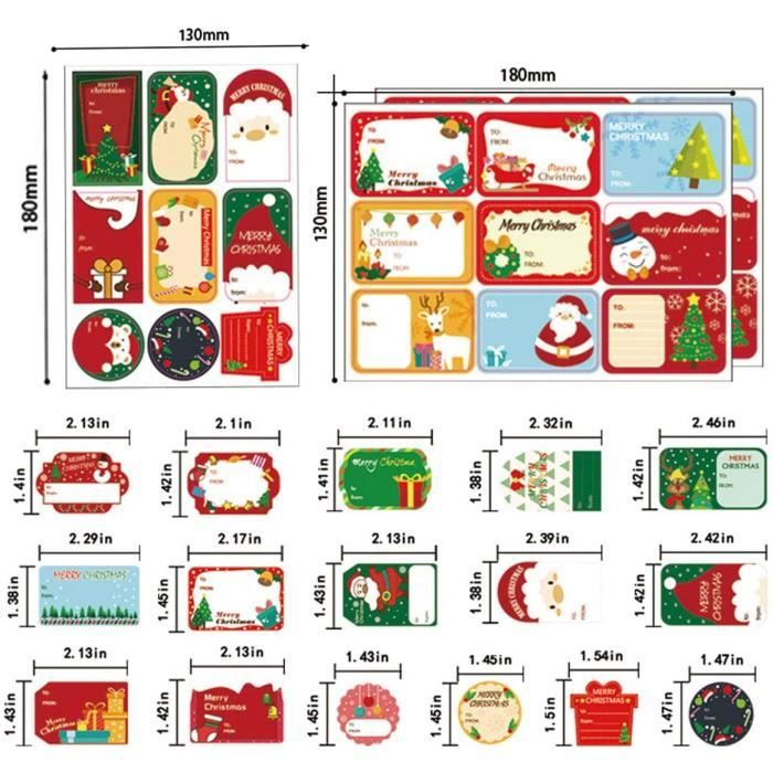 CANVAS - Étiquettes autocollantes pour cadeaux de Noël, assorti