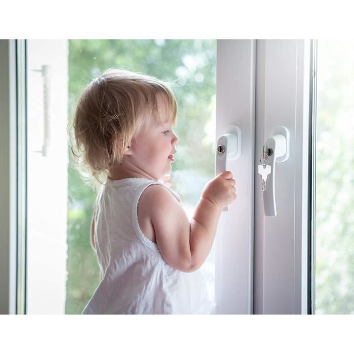 TD® Lot de 4 poignées de fenêtre fermeture sécurité verrouillage fenêtre  maison travail serrure avec clé pour sécuriser fenêtre lock - Cdiscount  Bricolage