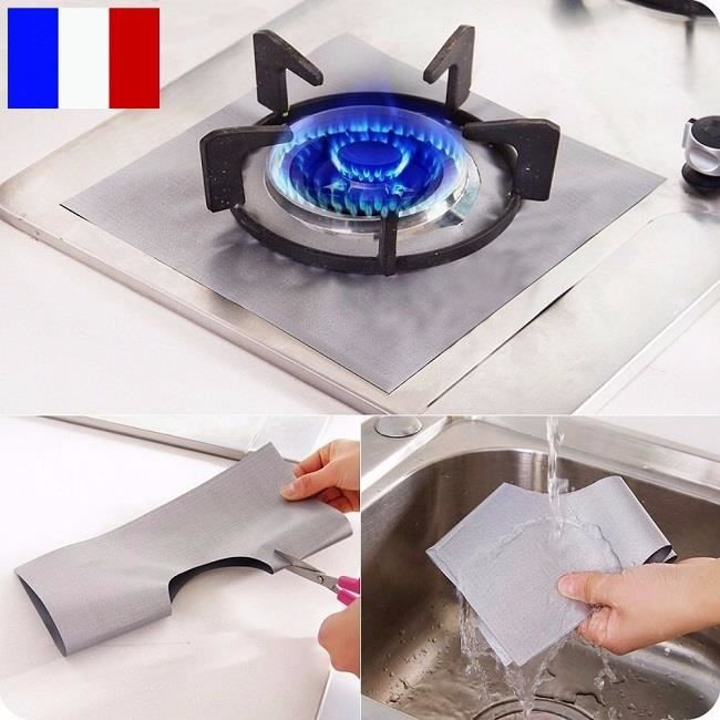 SIMPLISIM Set 4 Feuille Aluminium Protection Gaziniere Protege Plaques