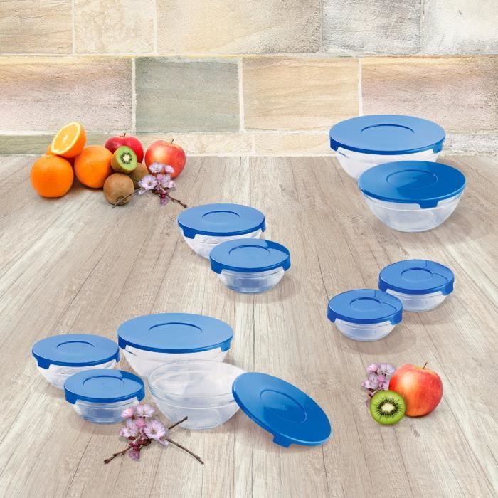 20pcs. Set Tupperware en verre couvercle bleu conteneur pour aliments  boites avec couvercle en couleur - pour micro-onde - Cdiscount Maison