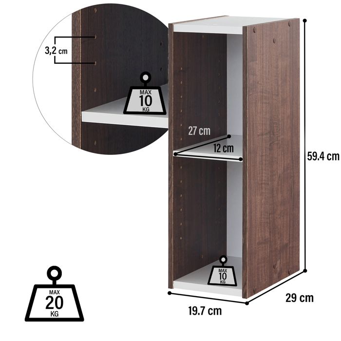 Iris Ohyama Meuble De Rangement Bibliothèque 3 Niveaux - Étagère Angle Modulaire Marron Clair CX-3C