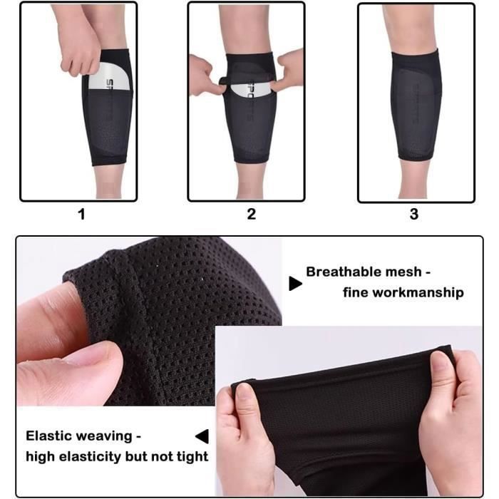 Protège-Tibias Football Homme Et Enfant Avec Poche Optimisée - Plaques Dures, Protection Cheville Et Embouts, Confort Respirant