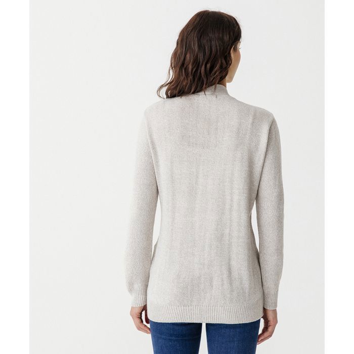 Gilet Mi-long Femme Damart Taille 46/48 - Laine Et Acrylique Chiné Noir Et Blanc, Occasion Très Bon état