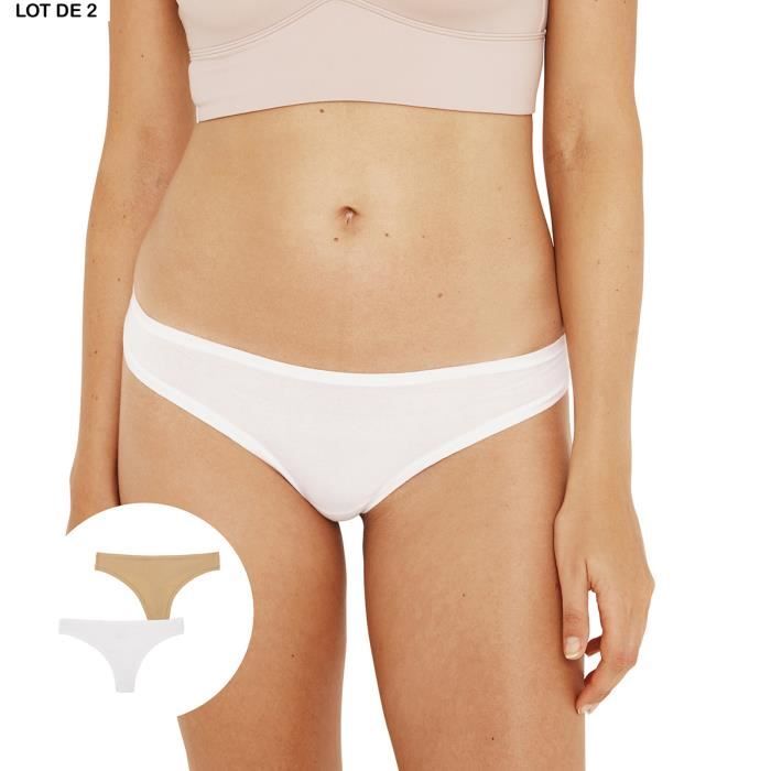 ATHENA Lot de 2 tangas femme Seconde Peau Blanc FEMME Blanc skin