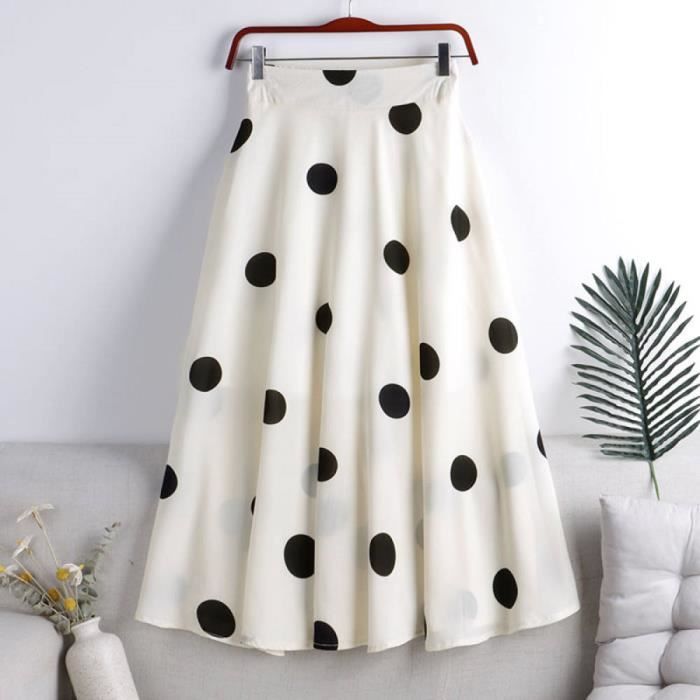 Jupe Mi Longue Pour Femme Jupes A Pois En Mousseline De Soie Beige Jupe Trapeze Moyenne Dete Taille Haute Beige M Beige Cdiscount Pret a Porter