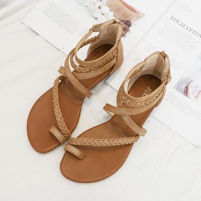 Sandales Femme Plate Confortable Bout Ouvert Pour Plage AIEVIS