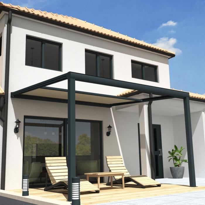 Toile pour pergola PVC 680 g/m² - 5 x 6 m - Bache PVC Grise - Etancheite  toit terrasse - bache imperméable - pergola opaque - Cdiscount Jardin