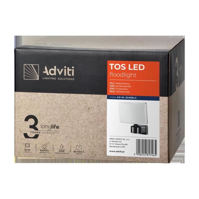Adviti TOS LED 30W Projecteur Exterieur LED avec Detecteur