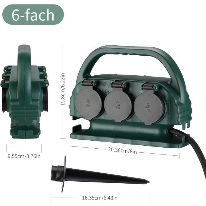 Rallonge 30 M SLx - 4 Prises IP44, 13A - Câble Jaune Visible - Pour Jardin, Bricolage - 4