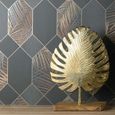 Miami Geometric Leaf Wallpaper Charbon - Cuivre - Métallique - Fine Decor FD42833-2