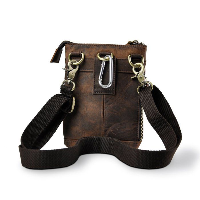 Sac Poitrine Cuir Véritable Homme Le'aokuu - Bandoulière Traverse - Marron 8006
