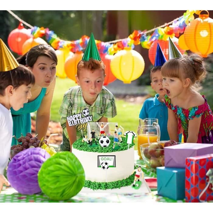 Décoration Gâteau Football LHOEST - 27 Pièces - Thème Anniversaire Enfant - Carton Qualité Alimentaire - DIY Fête Sportive