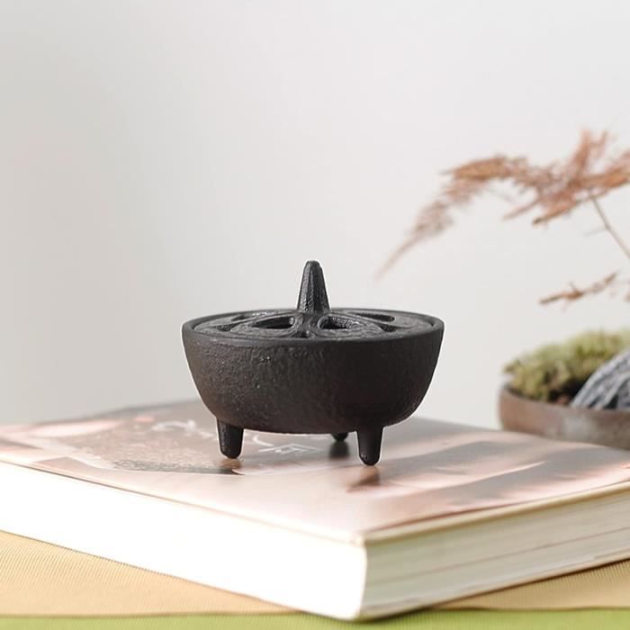 Brûle-encens En Fonte Forme Lotus - Emoshayoga - Noir - Pour Bâtons Et Charbon