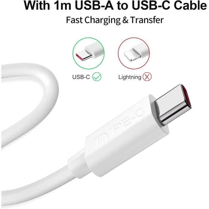 Chargeur Secteur Usb 33W + Câble Usb Vers Usb-C Blanc, Produit Officiel  Xiaomi - Jumpl