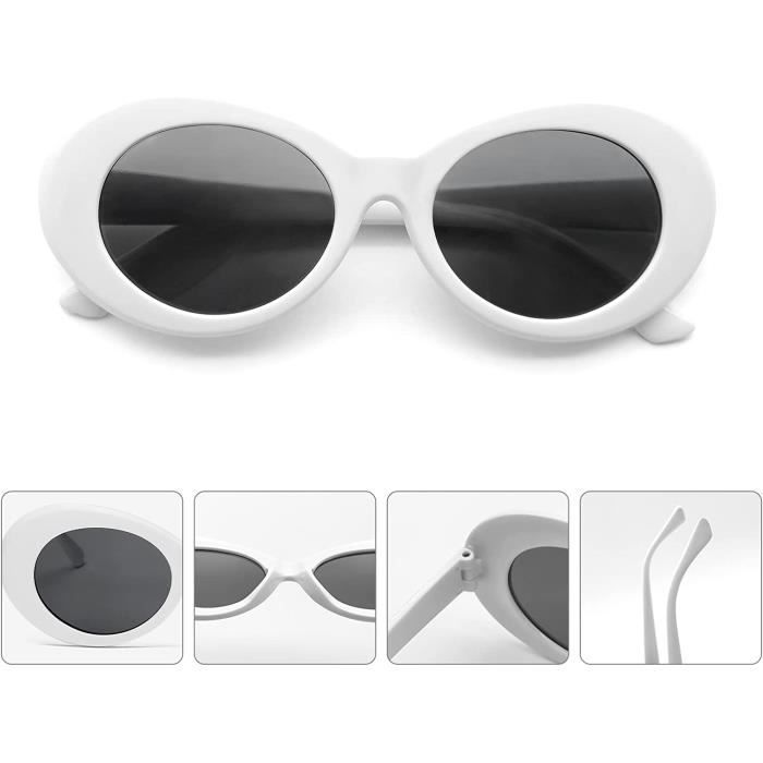 Lunette de Soleil Ovale Femme Homme Lunettes Soleil Vintage Cobain Style Montures de Lunettes Blanche 50mm Mixte Adulte 332 Achat Vente lunettes de soleil Cdiscount
