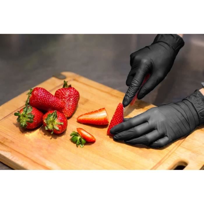 100pcs Gants en nitrile noir 7mil Cuisine Gants en latex synthétique  jetables pour gants de nettoyage de cuisine ménagers sans poudre