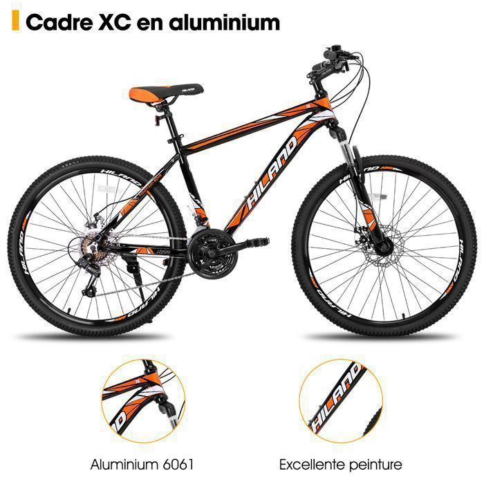 Hiland VTT U00e0 Rayons,21 Vitesses,cadre En Aluminium,roues De