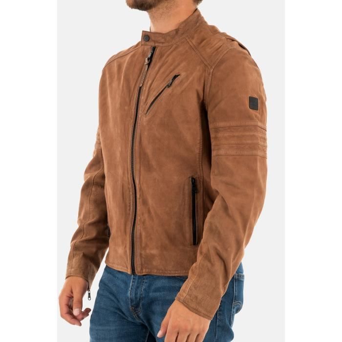 Veste cuir kaporal homme marron cheap