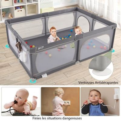 Parc Bébé Pliable Sans Montage - 127x127x72 Cm, Avec 50 Balles Et Sac Transport, Pour Enfants 0-36 Mois