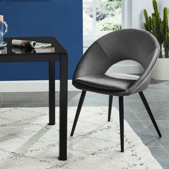 Kablar Fauteuil De Table En Velours Couleur Gris Achat