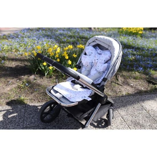 Coussin Siège Poussette Respirant - Housse Lycra Mousse Mémoire | Universel, Pliable, Gris Clair
