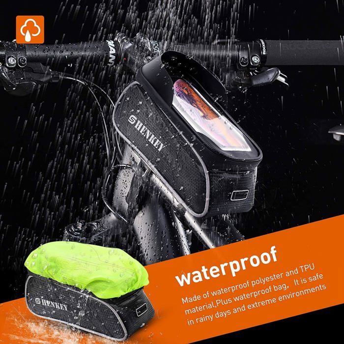 AUGOOL Sacoche De Cadre Vélo Pour Smartphone – Compatible Jusqu'à 6,7″, écran Tactile Sensible, Pare-soleil Et Coque Rigide EVA